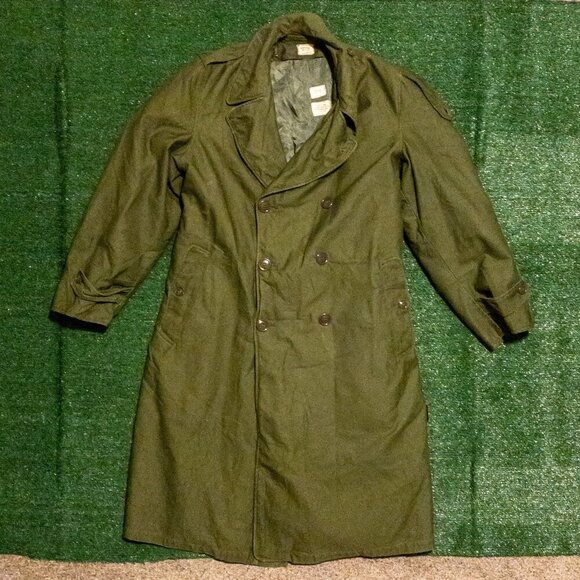 VINTAGE US ARMY OG-107 OVERCOAT MENS MILITARY JACKET HUNTER GREEN SIZE MEDIUM - Picture 9 of 9